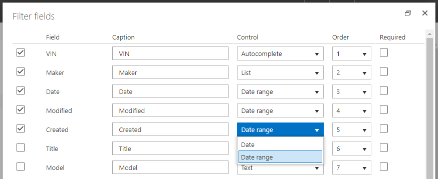 Columns Settings Dialog