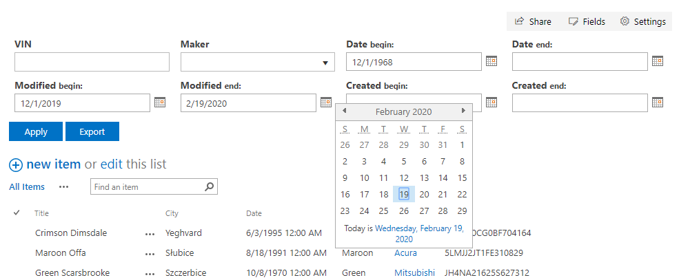 Date Picker Control