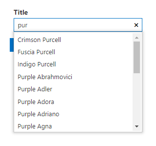 Autocomplete filtering control