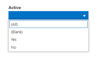 Yes/No filtering control