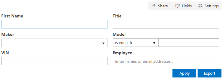 SharePoint Filter Web Part. Right-Aligned Buttons