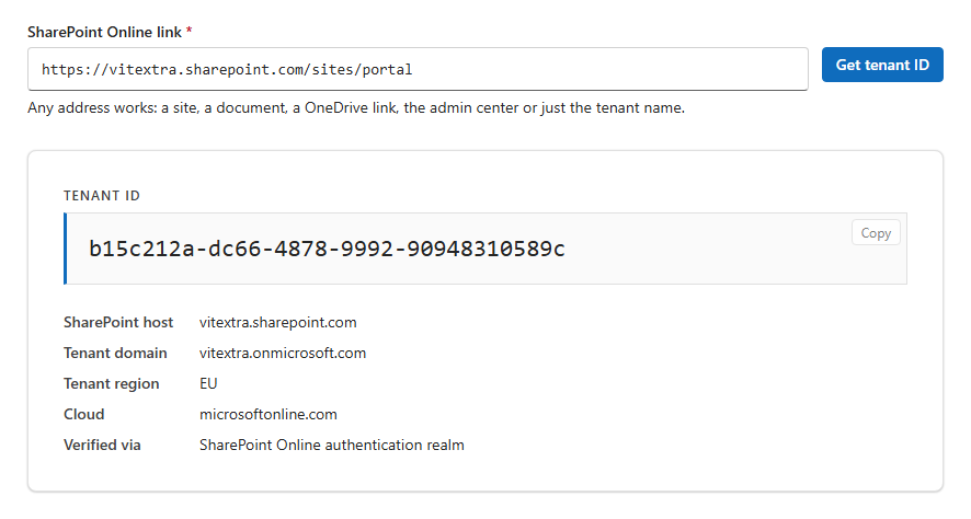 Tenant ID Lookup tool