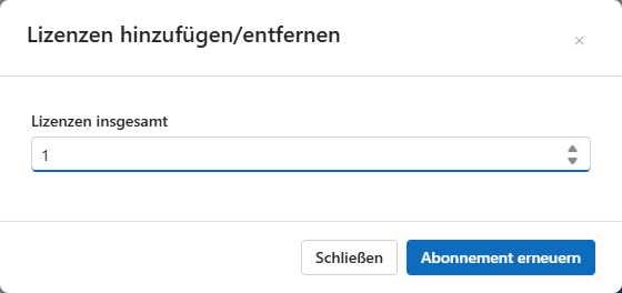 Dialogfeld zum Ändern der Lizenzanzahl