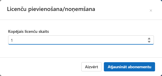 Licenču skaita maiņas dialoglodziņš