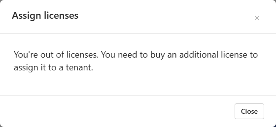 Assign License Dialog