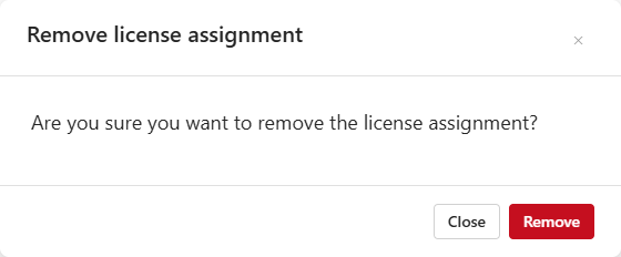 Remove License. Confirmation Dialog