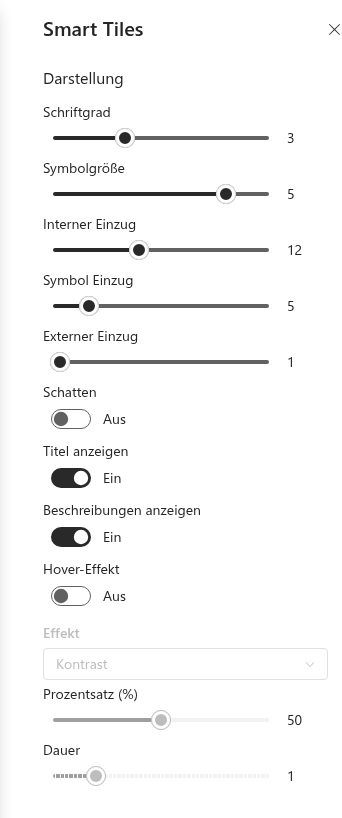 Die Gruppe Darstellung des Eigenschaftenbereichs