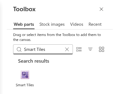Smart Tiles in the web part toolbox