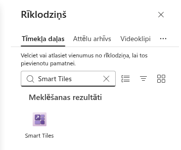 Smart Tiles tīmekļa daļu rīkjoslā