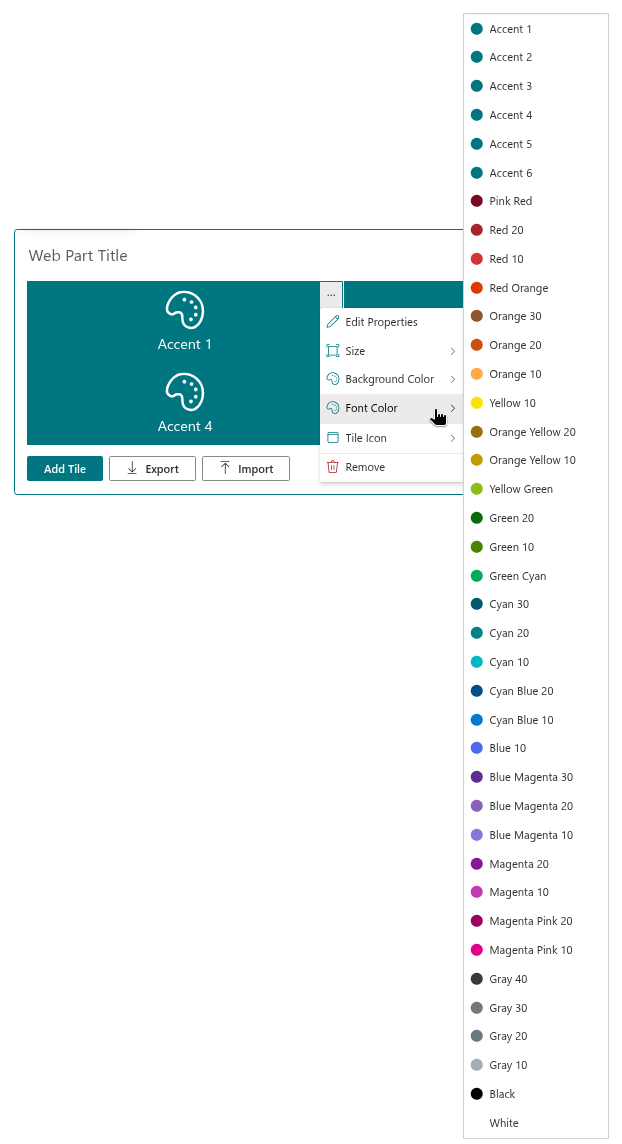 The Font Color menu
