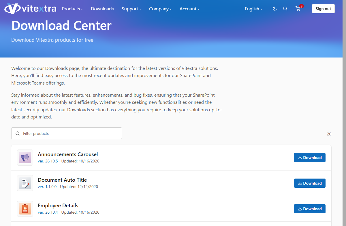 Vitextra Download Center