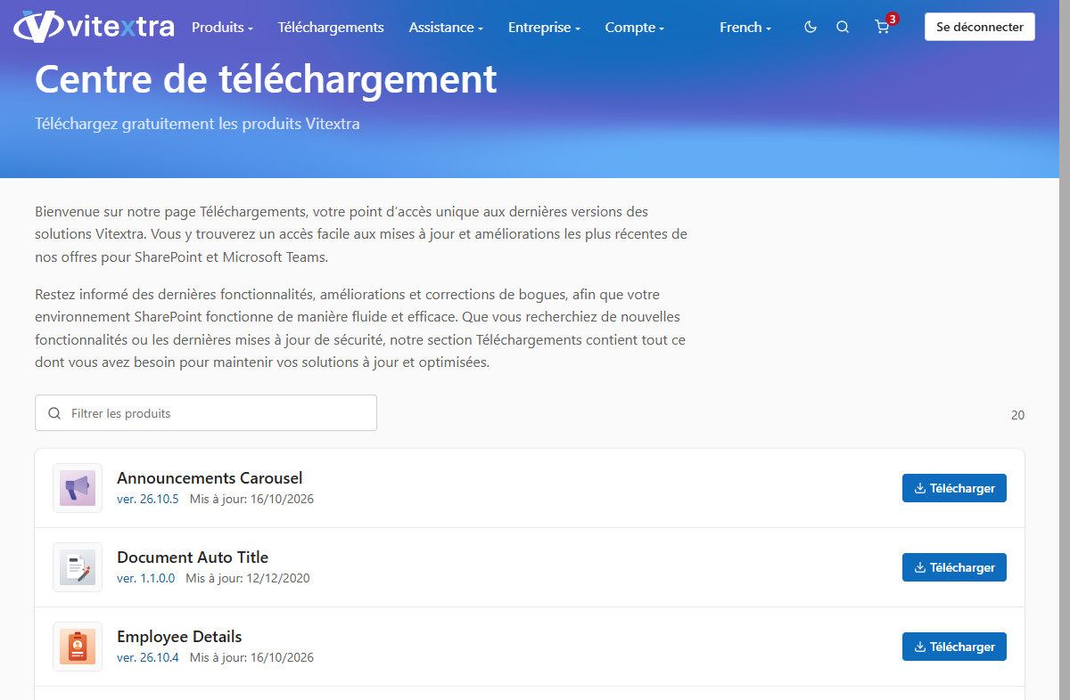 Centre de téléchargement Vitextra