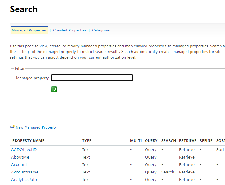 SharePoint Managed Properties