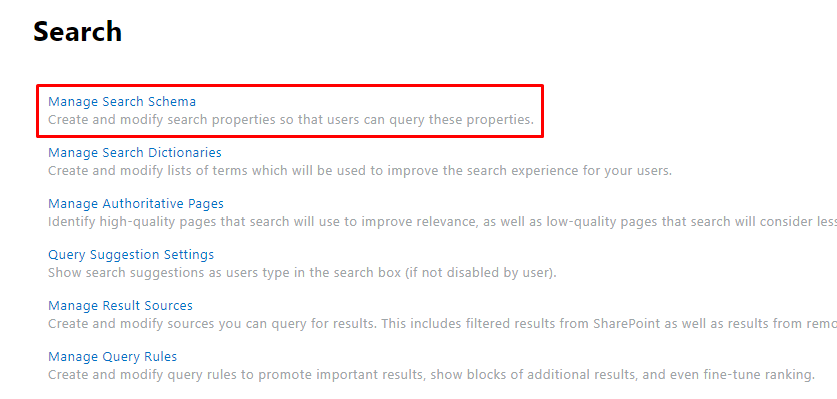 SharePoint Search Settings