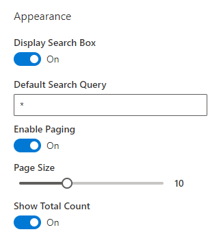 Smart Search. Appearance Settings