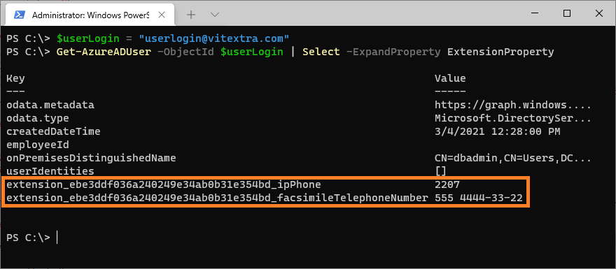 Extension Property of user object in Azure AD