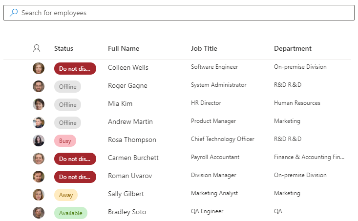 Employee Directory. Details View