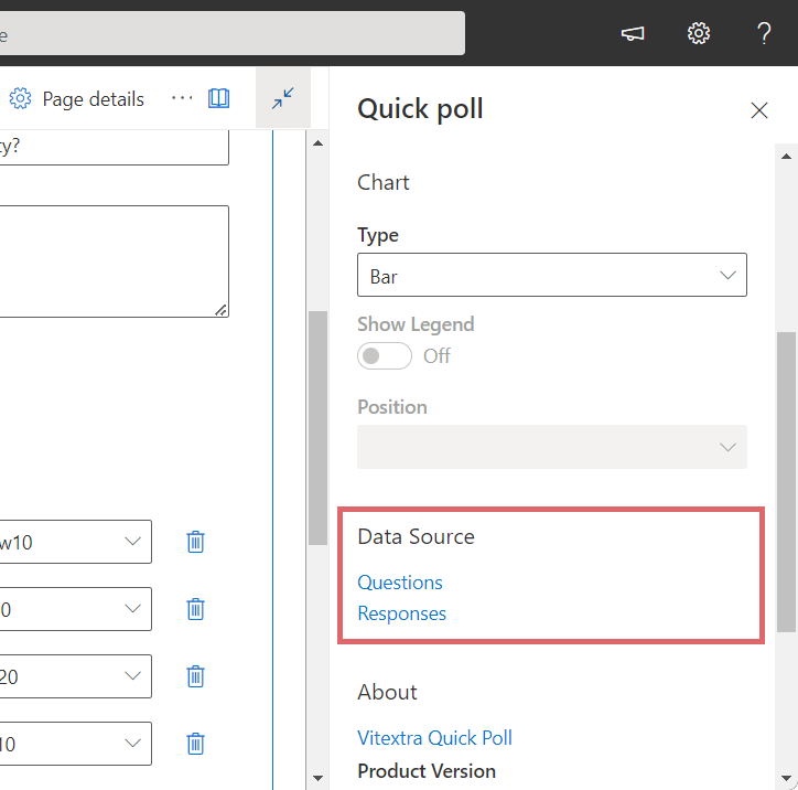 Quick Poll web part details pane