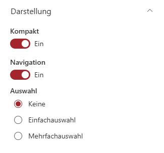 Einstellungen für das Erscheinungsbild des List Filters