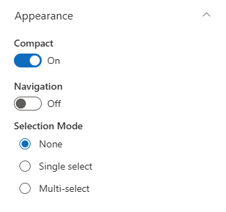 List Filter Appearance Settings