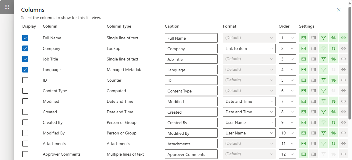 List Filter Data Source Settings