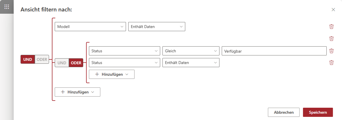 List Filter Abfragegenerator