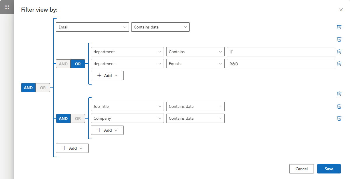 List Filter Query Builder