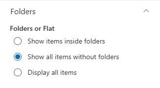 List Filter Folders Settings