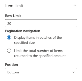 List Filter Pagination Settings