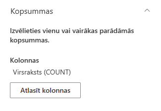 List Filter Totals Settings (Saraksta filtra kopsummu iestatījumi)