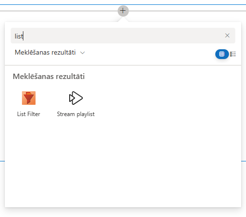 SharePoint Online tīmekļa daļas galerija