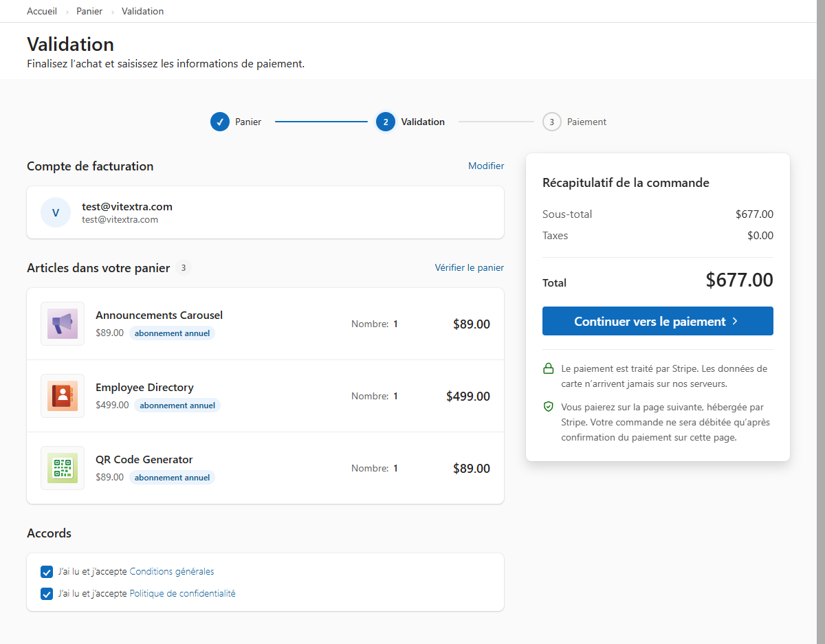 Page de paiement