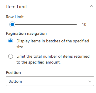 Item Limit and Pagination Settings