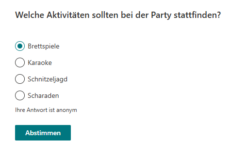 Abstimmungsansicht für einen Teilnehmer