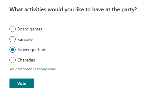 Voting view for a participant