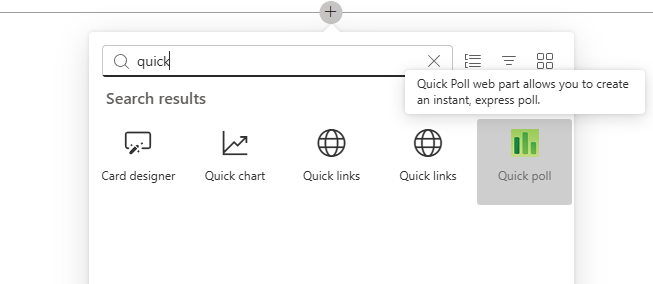 Adding the Quick Poll web part