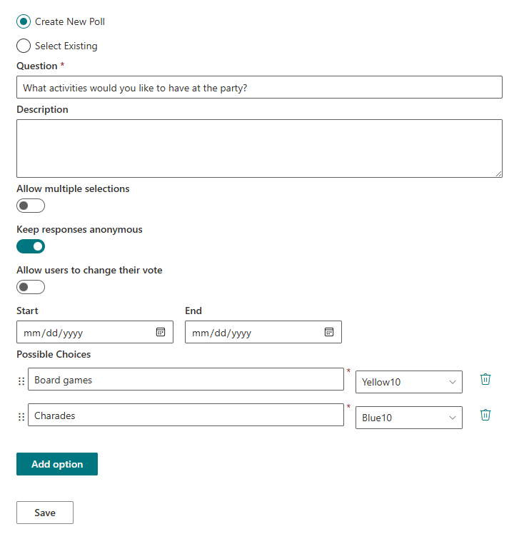 Creating the poll