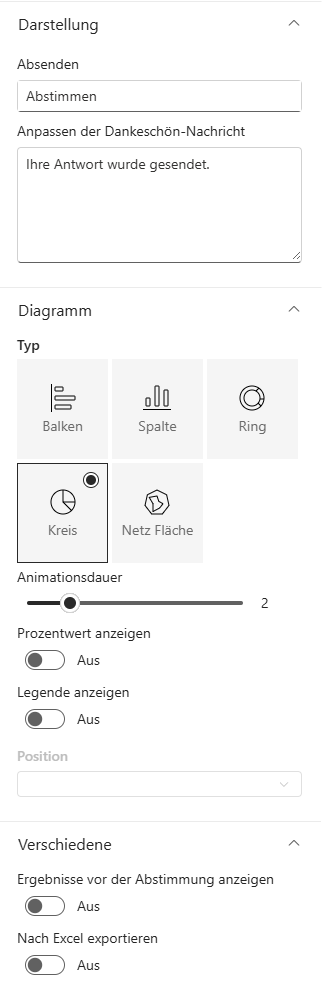 Der Quick-Poll-Eigenschaftenbereich