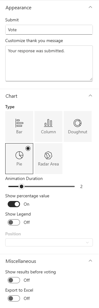 The Quick Poll property pane