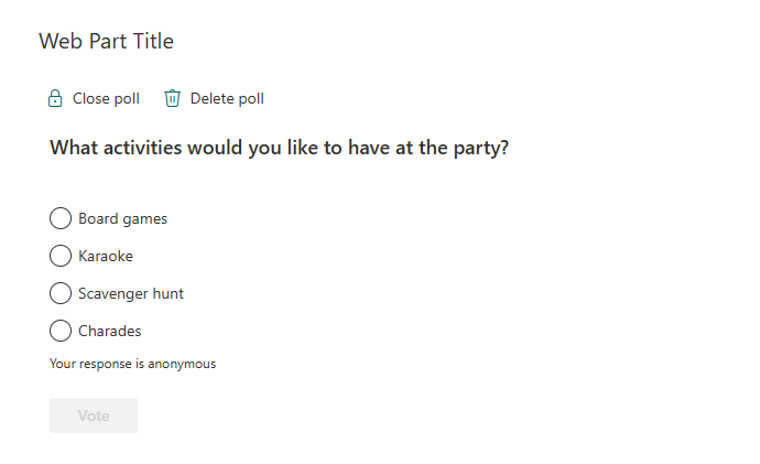 The configured poll on a published page