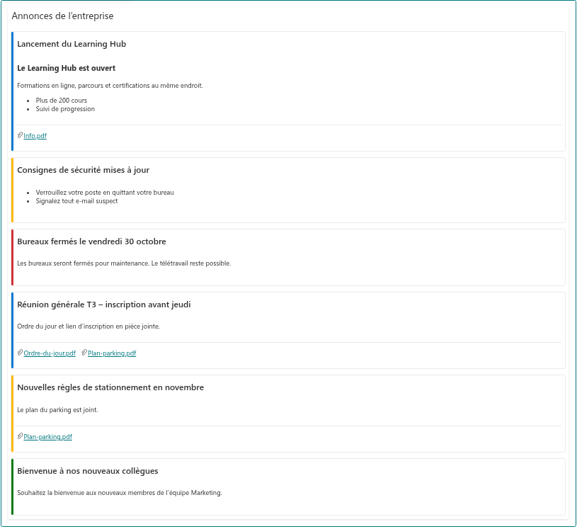 Annonces dans la disposition Stacked