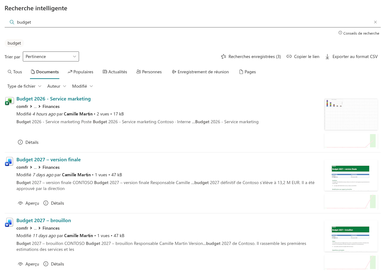 Le composant WebPart Smart Search sur une page SharePoint