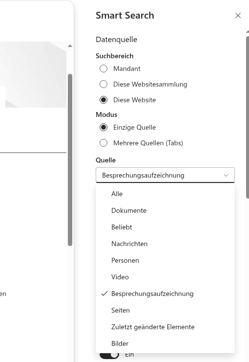 Die Quelle im Modus „Einzige Quelle“ wählen