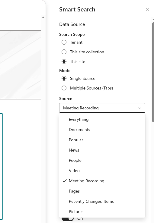 Choosing the source in Single Source mode