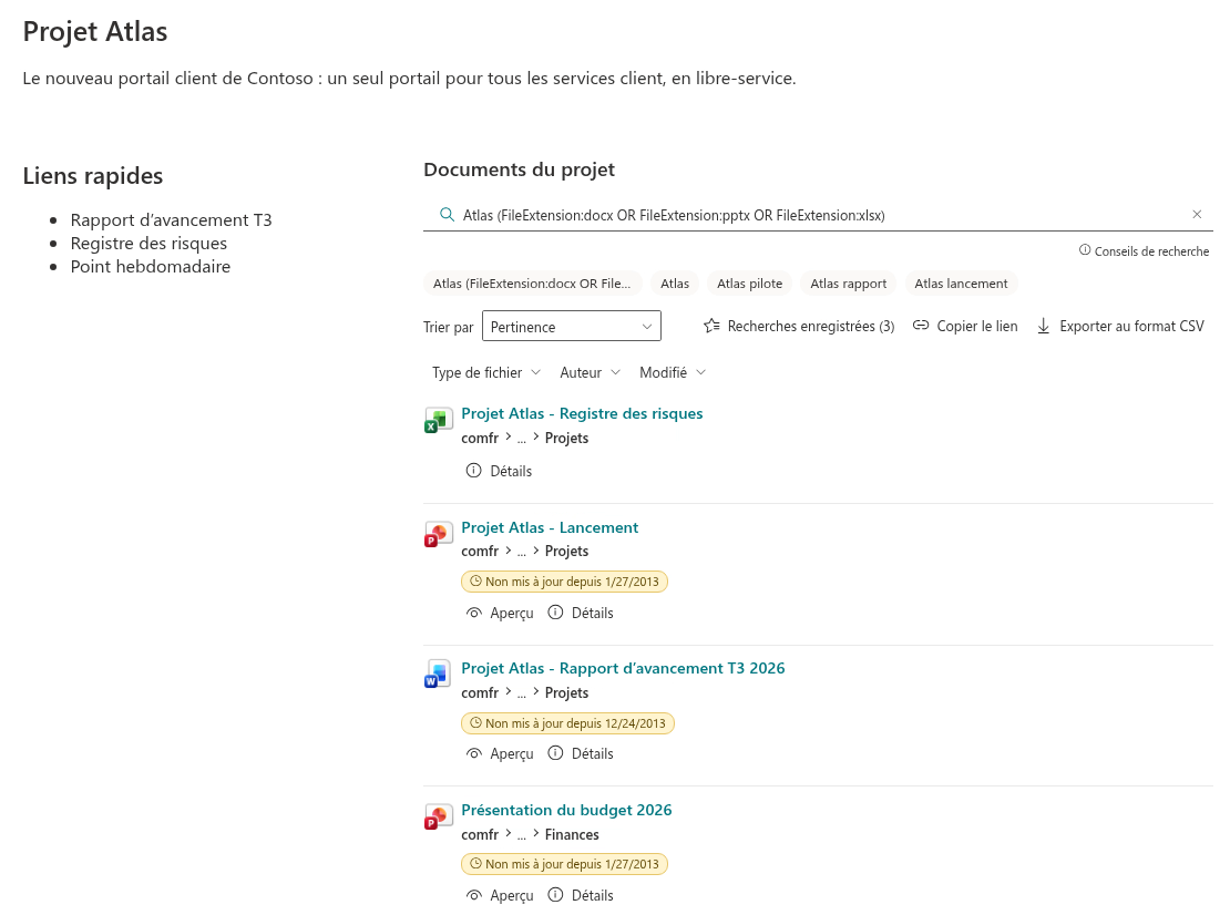 Smart Search sous forme de bloc sur une page SharePoint ordinaire