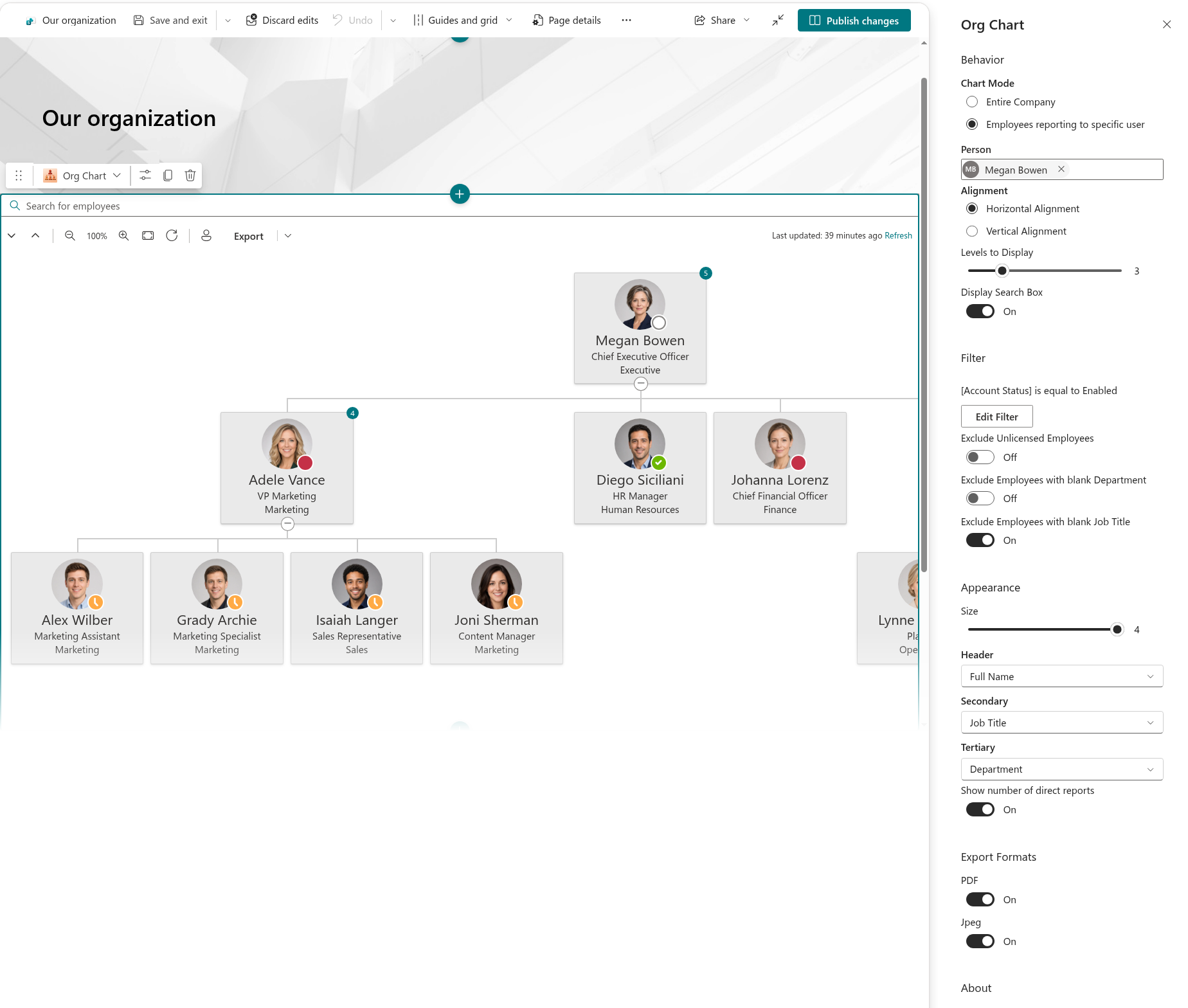 The web part property pane