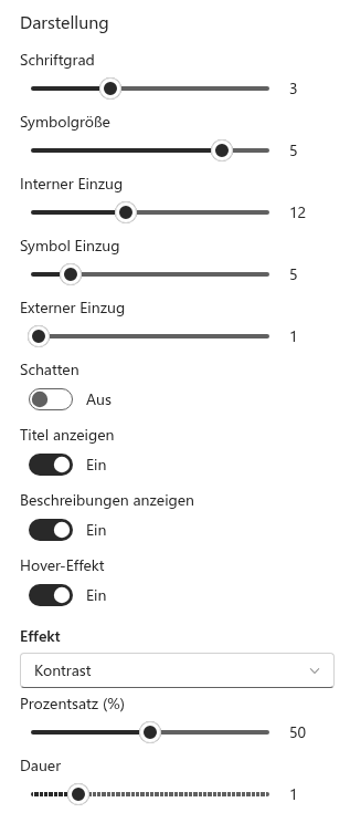 Die Darstellungseinstellungen des Webparts