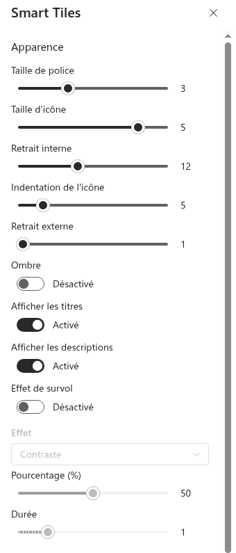 Les paramètres Appearance du composant WebPart