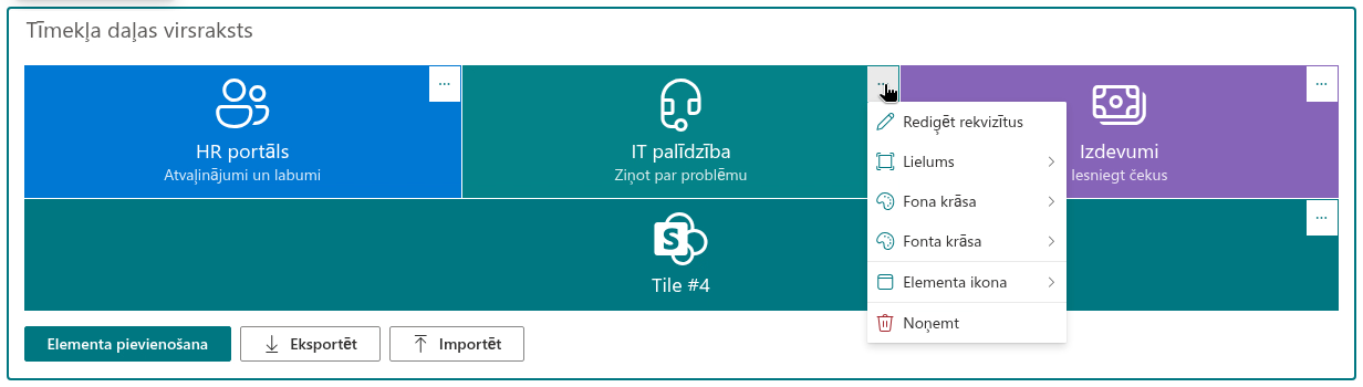 Elementa kontekstizvēlne