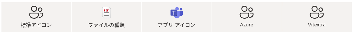 5 つのセットからそれぞれ 1 つずつ選んだアイコン